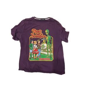 Romwe Don't Talk to Strangers Safety Education TShirt Mens S